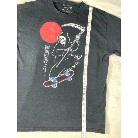 Riot Society Grim Reaper Skate Tee Black Size L Skateboard - Picture 4 of 6